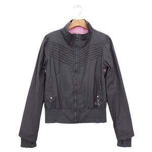 Vans Bomber Girls Jacket Youth Size Large Gray Full Zip Long Sleeve Thumbhole